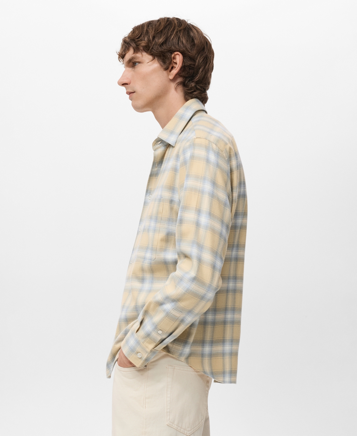 Mango Men's Check Flannel Cotton Shirt