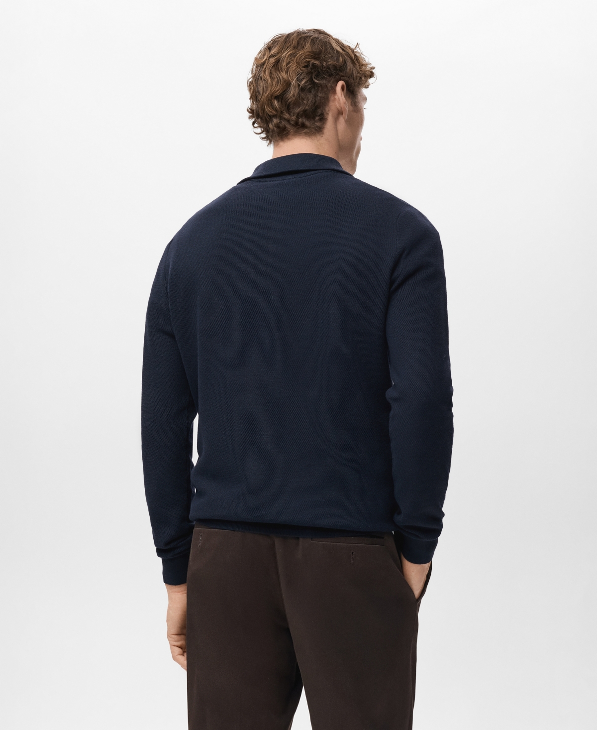 Mango Men's Zipper Collar Microstructure Sweater