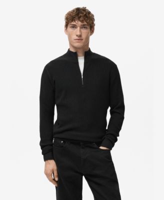 Men's Zip Neck Ribbed Sweater