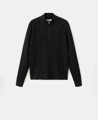 Men's Zip Neck Ribbed Sweater