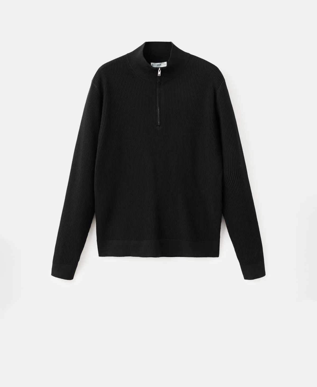 Mango Men's Zip Neck Ribbed Sweater