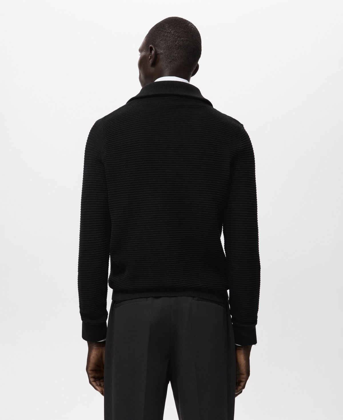 Mango Men's Zip Structured Knitted Cardigan