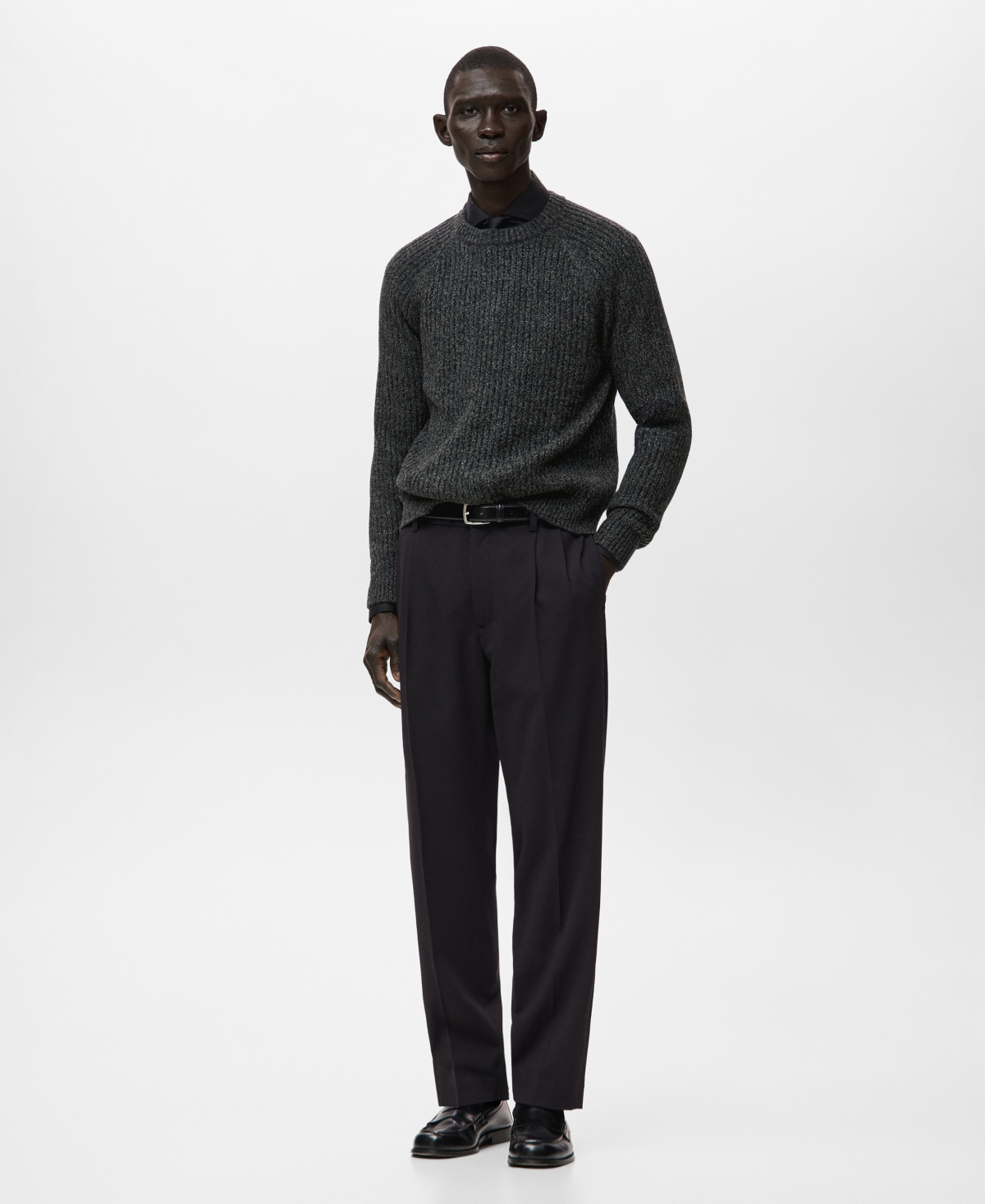 Mango Men's Wool-Blend Rib-Knit Sweater