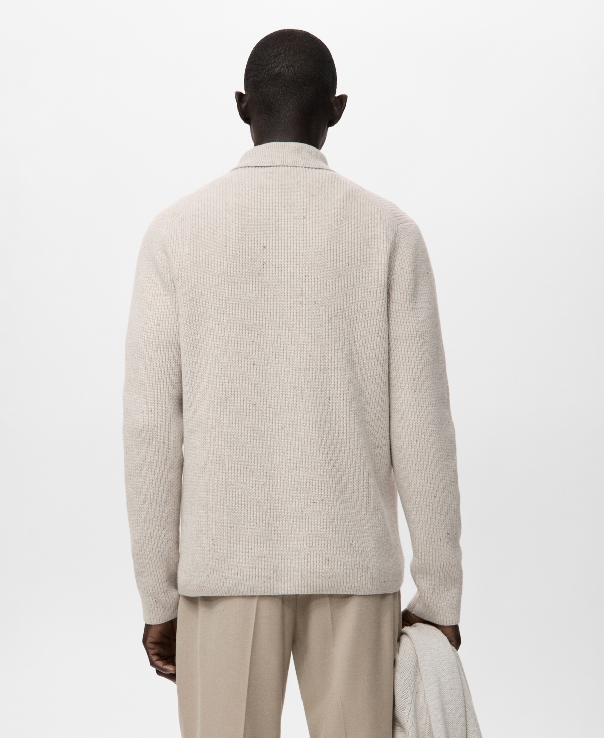 Mango Men's Ribbed Knit Cardigan