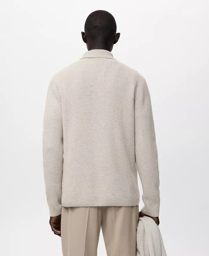 Men's Ribbed Knit Cardigan Sweater - thumbnail 3