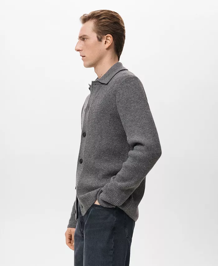 Men's Ribbed Knit Cardigan Sweater - thumbnail 10
