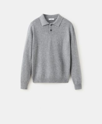 Men's Knitted Wool Blend Polo Sweater