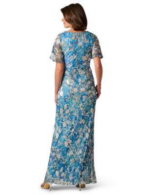 Women's V-Neck Foil Crinkle Ball Gown