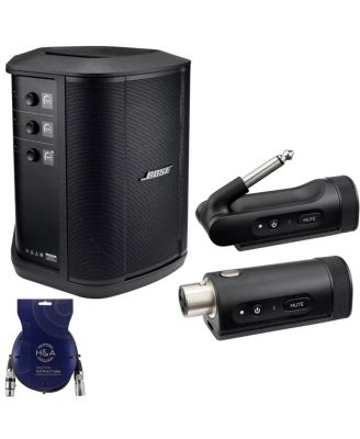 S1 Pro+ Portable Wireless PA System with Bluetooth,  XLR Wireless Mic/Line Transmitter & 15' H&A Value Series Microphone Cable