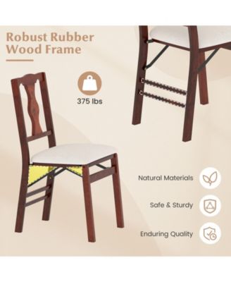 Set of 4 Folding Dining Chairs w/Rubber Wood Frame Soft Padded Seat Cushion