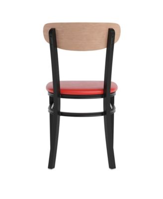 Yara Industrial Dining Chair with Rolled Steel Frame and Solid Wood Seat - 500 lbs. Static Weight Capacity