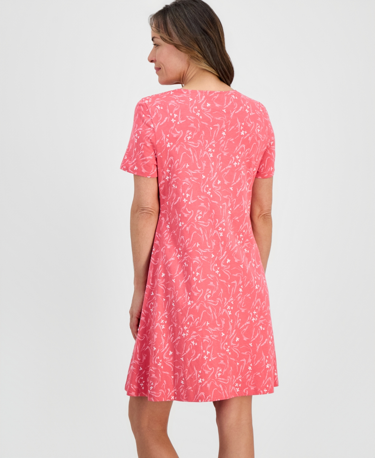 Style & Co Petite Printed Short-Sleeve T-Shirt Dress, Macy's Exclusive