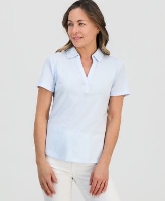 Petite Solid Modern Polo Shirt