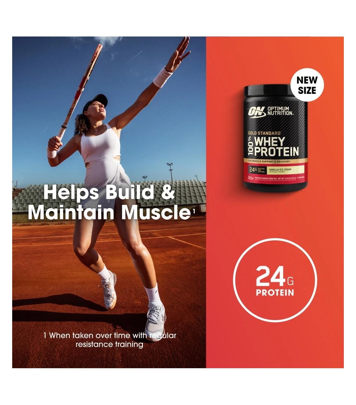 Optimum Nutrition, Gold Standard 100% Whey Protein Powder, Vanilla Ice Cream, 10.9 oz, 10 Servings