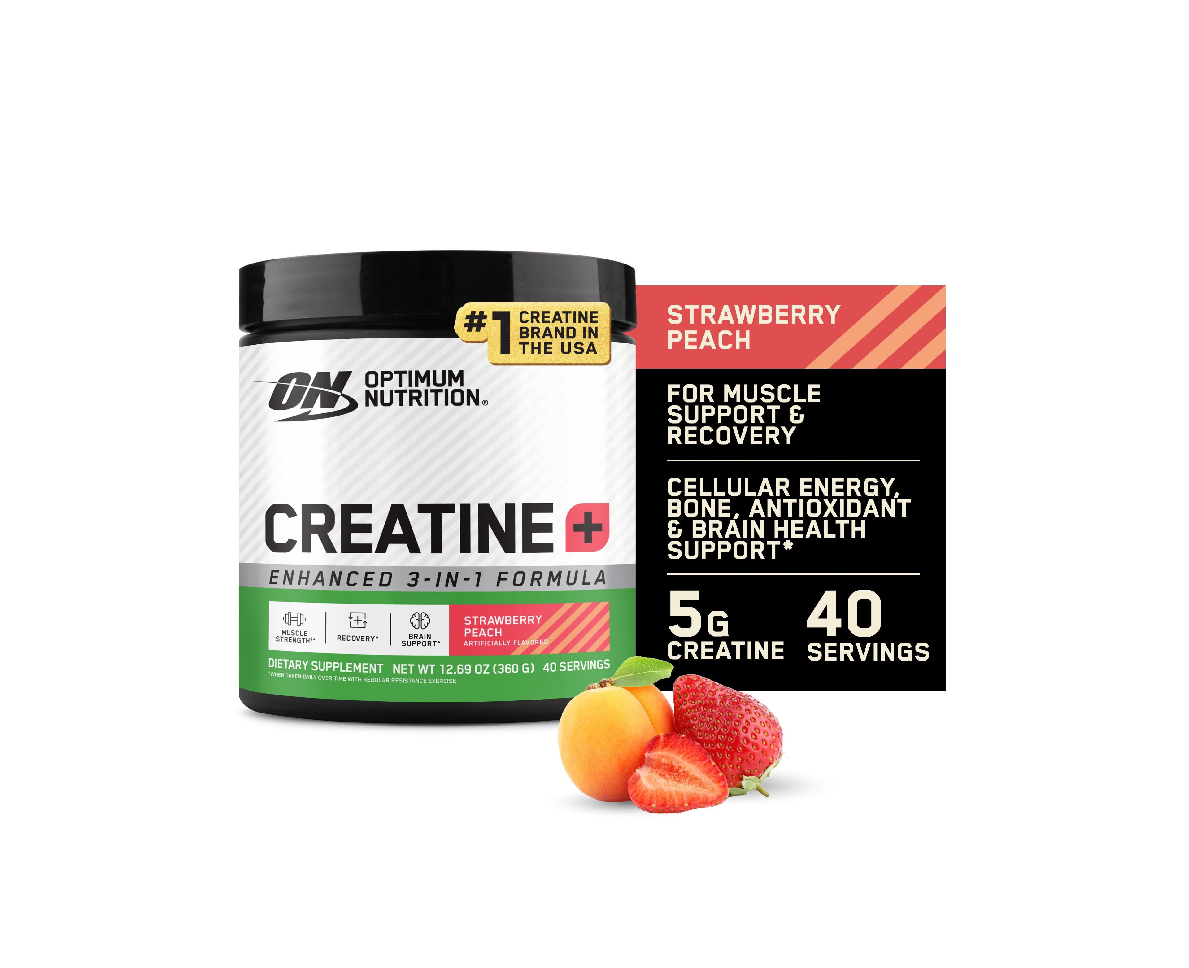Optimum Nutrition Creatine Monohydrate Plus Powder, Strawberry Peach, 40 Servings