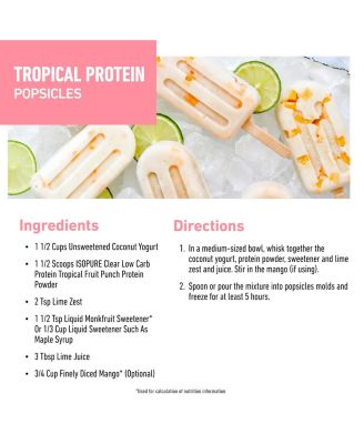 Clear Low Carb 100% Whey Protein Isolate Powder, Tropical Punch, 20g Protein, About 16 Servings