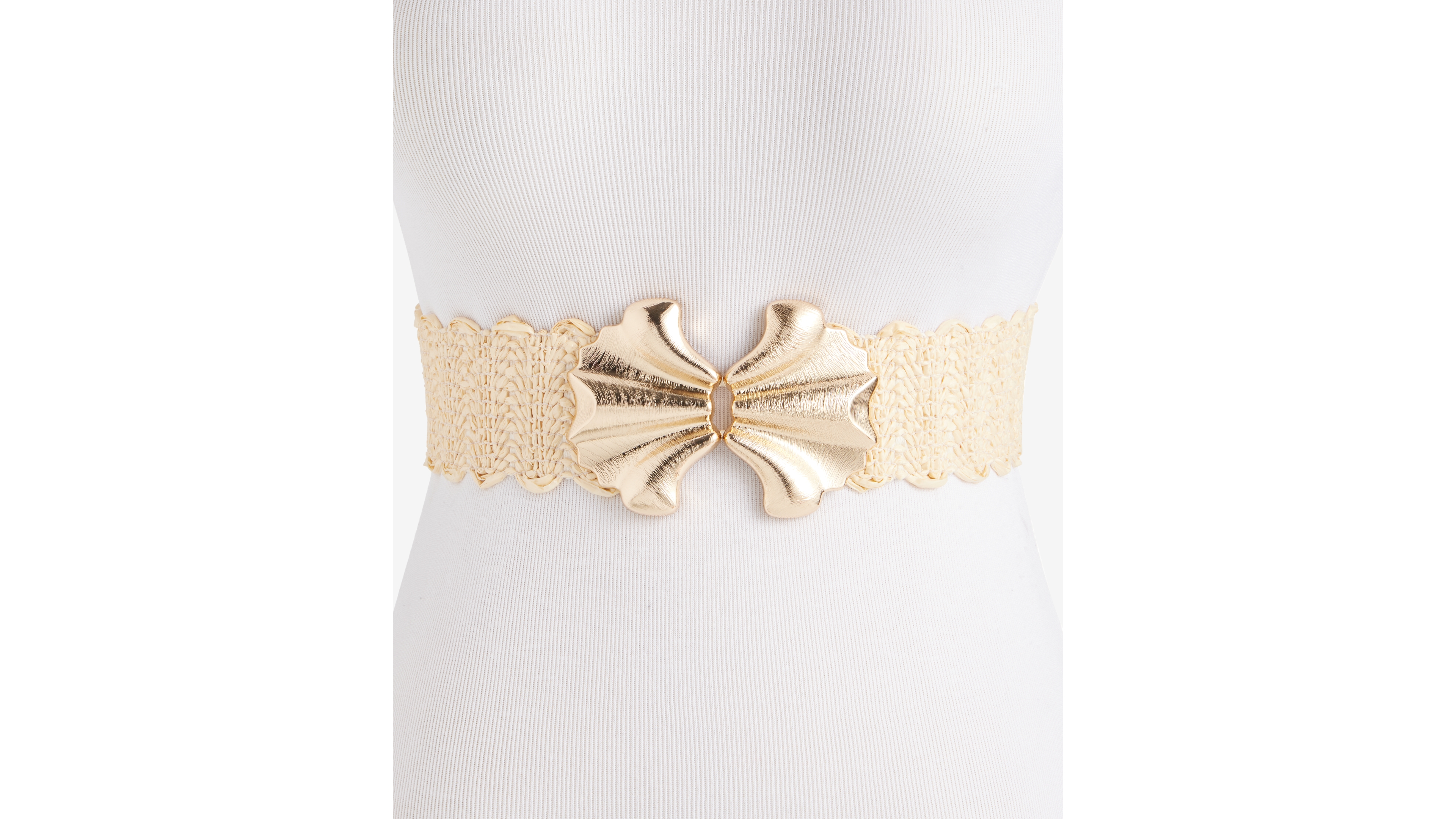 I.n.c. International Concepts Abstract Shell Buckle Stretch Straw Belt, Exclusively at Macy's