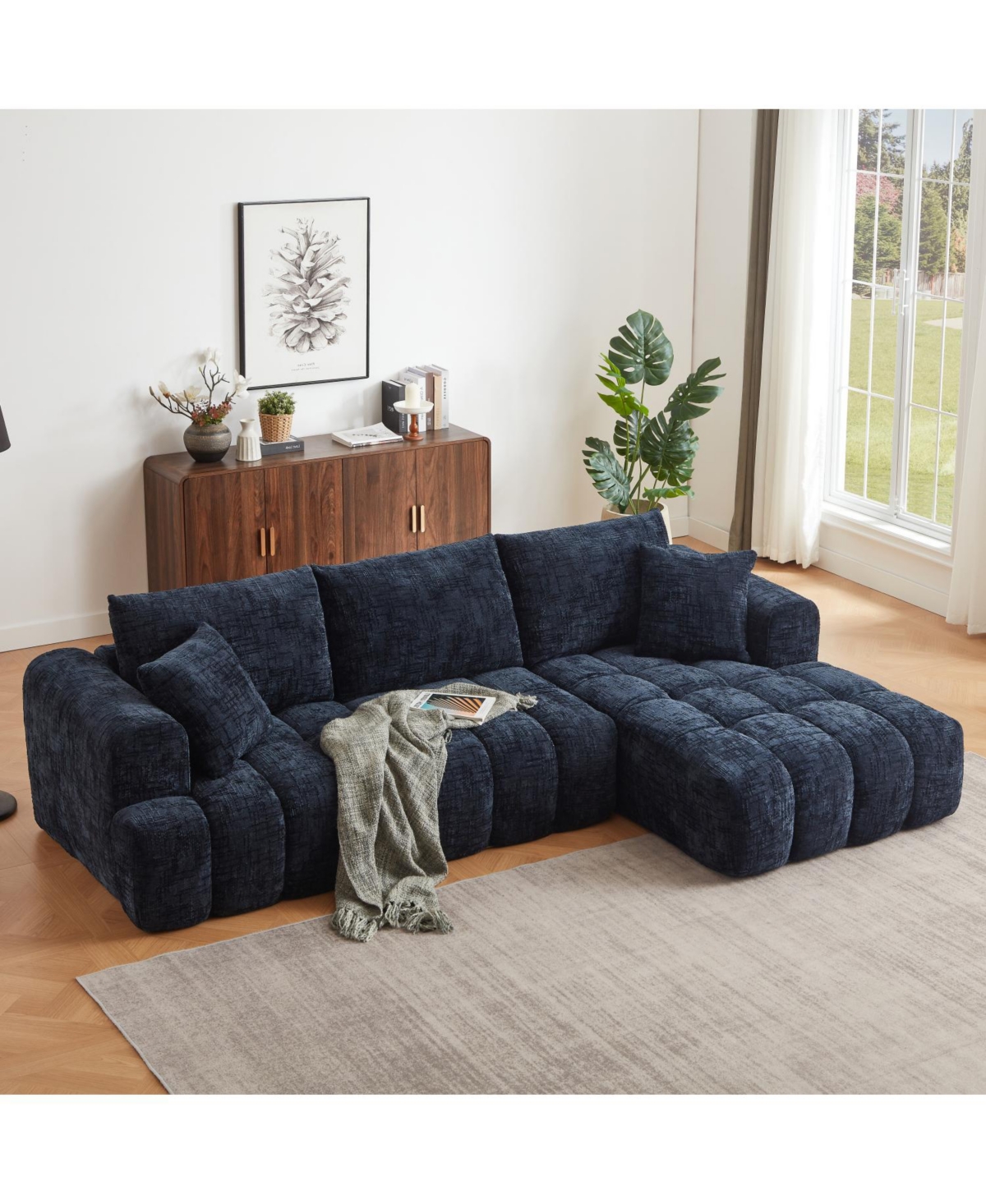 Streamdale Furniture Chenille L-Shape Sectional Sofa Sleeper Couch
