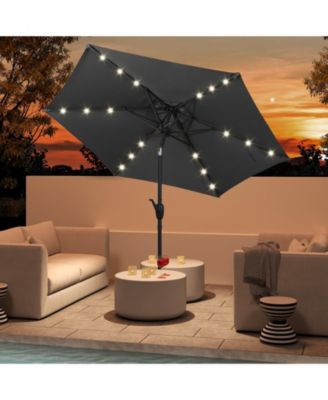 Solar Patio Umbrella with LED Lights and Crank Handle