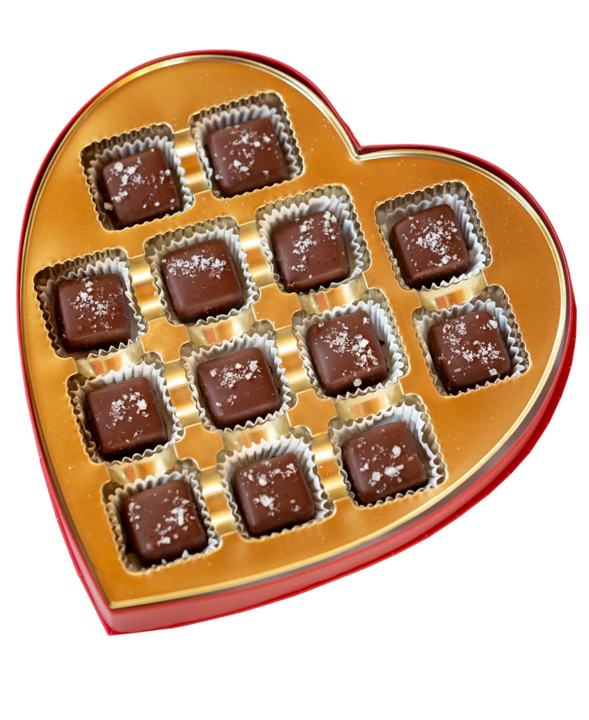 Bixby Chocolate Valentine's Day Heart Shaped Sea Salted Caramel Gift Box Set, 13-Pc.
