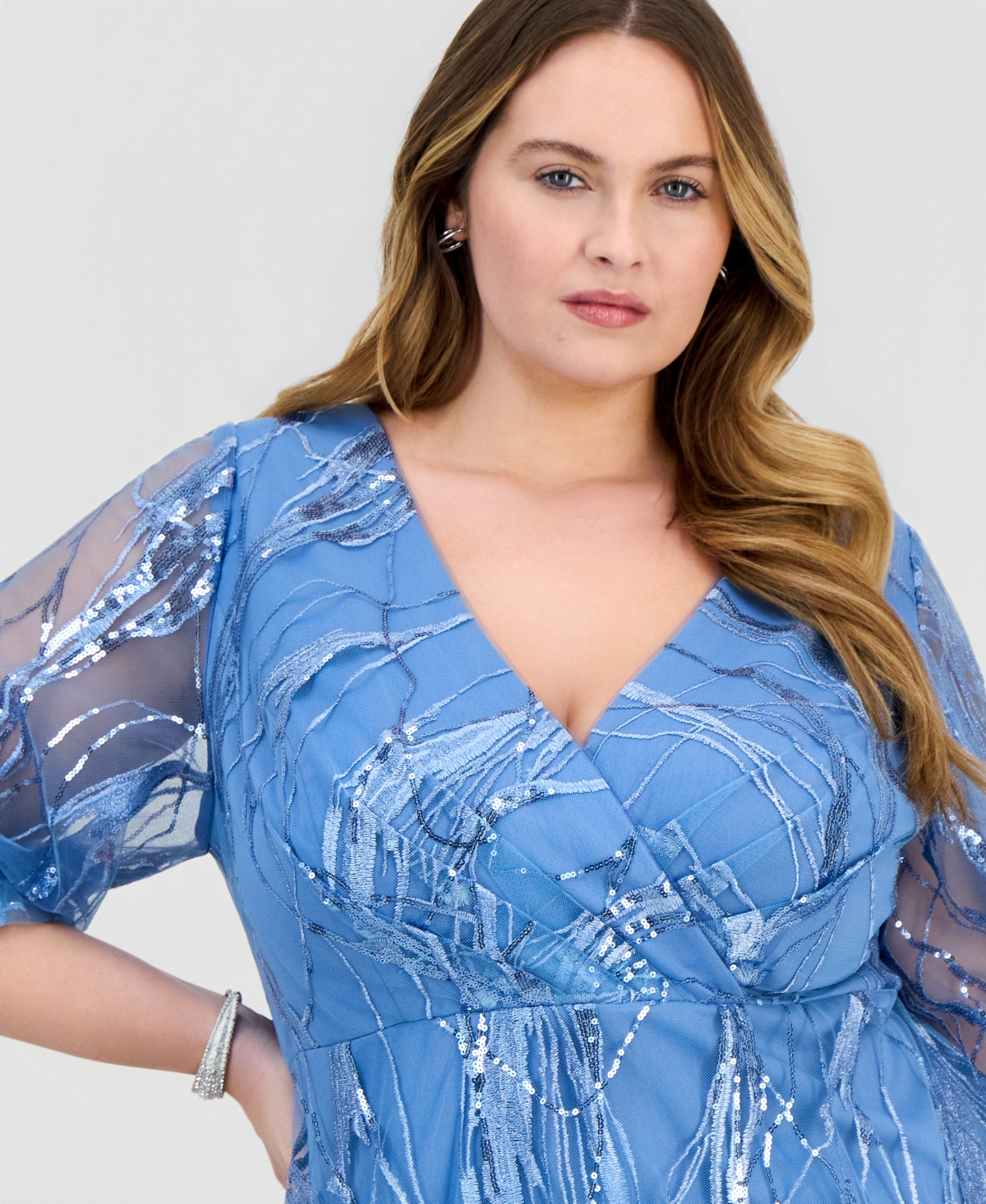 Alex Evenings Plus Embellished Empire-Waist Gown