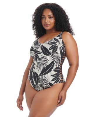 Plus Size Island Time Scoop Neck One-Piece Swimsuit