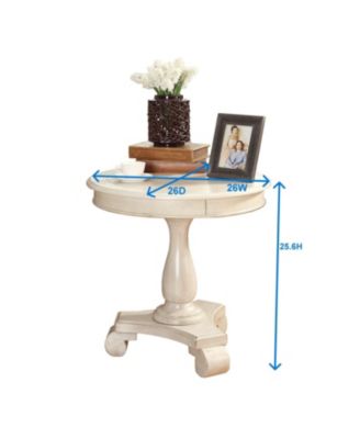  Round Wood Pedestal Side Table, Black