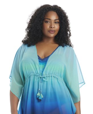Plus Size Desert Mirage V-Neck Cover-Up Swim Caftan