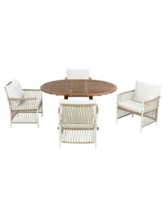 5-Piece Extendable Wooden Patio Dining Set