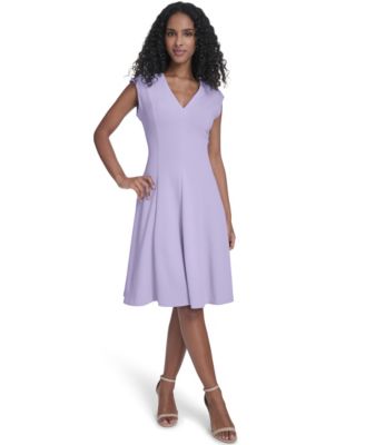 Women's Crepe V-Neck Midi Dress