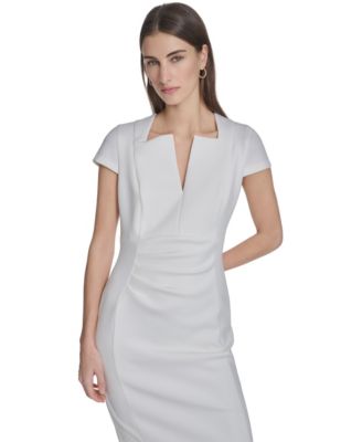 Women's Side Ruched V-Neck Midi Dress