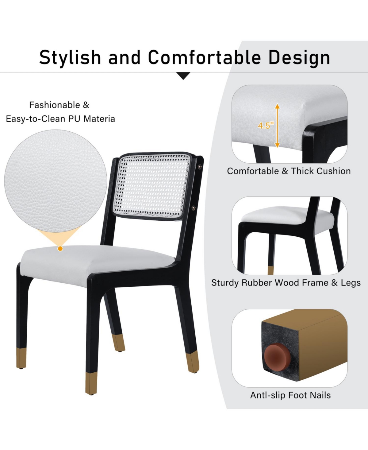 Streamdale Furniture Modern Farmhouse Dining Chairs, Set of 2, Beige