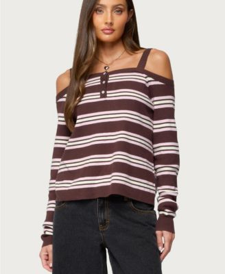 Women's Shyla Off Shoulder Striped Knit Top