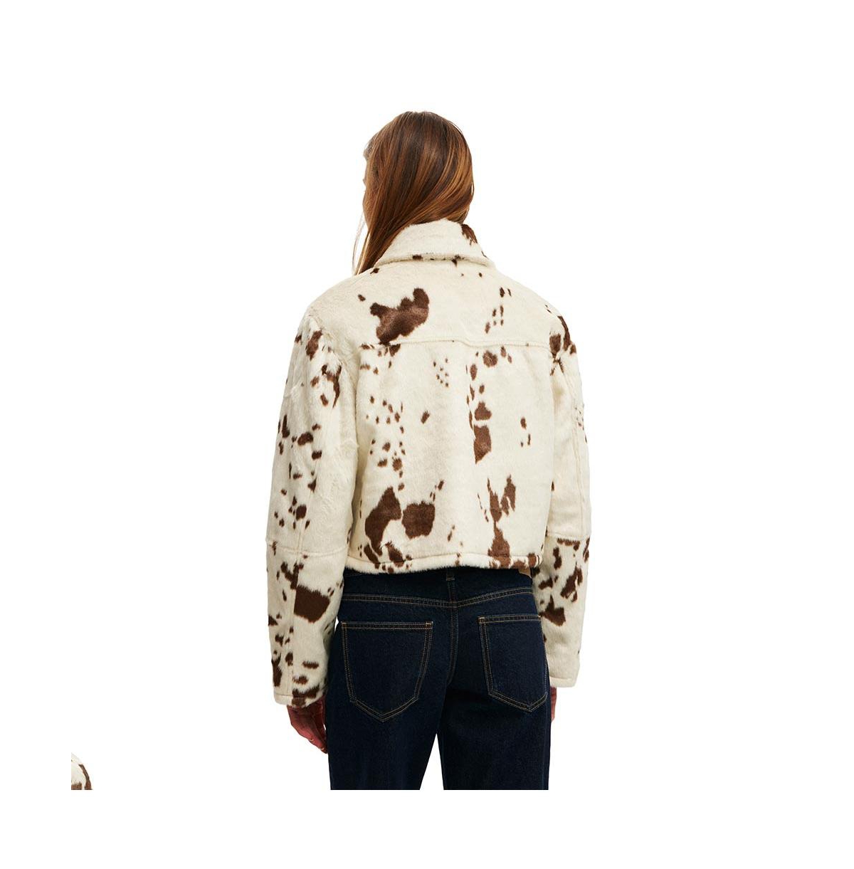 Cotton On Women's Cow Faux Fur Jacket