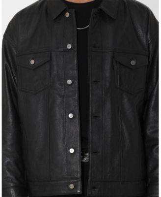 Men's Oversized Leather Trucker Jkt