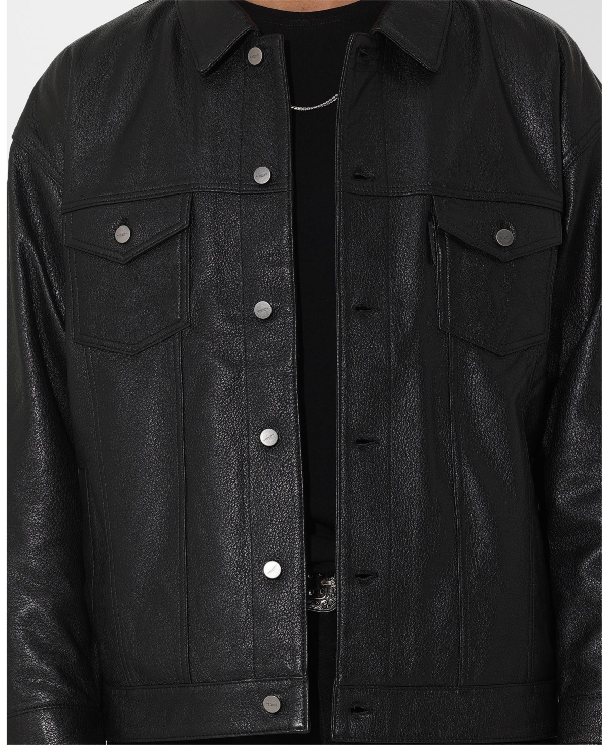 Saint Morta Men's Oversized Leather Trucker Jkt