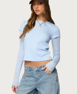 Womens Stripey Layered Long Sleeve T Shirt