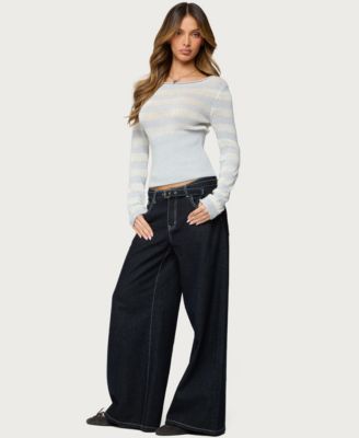 Womens Cornella Boat Neck Striped Knit Sweater