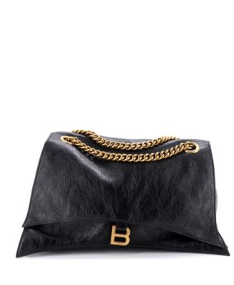 Large Crush Chain Flap Bag Leather