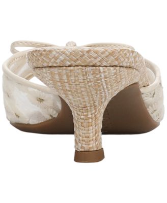 Women's Ollie Floral Mesh Kitten Heel Dress Sandals