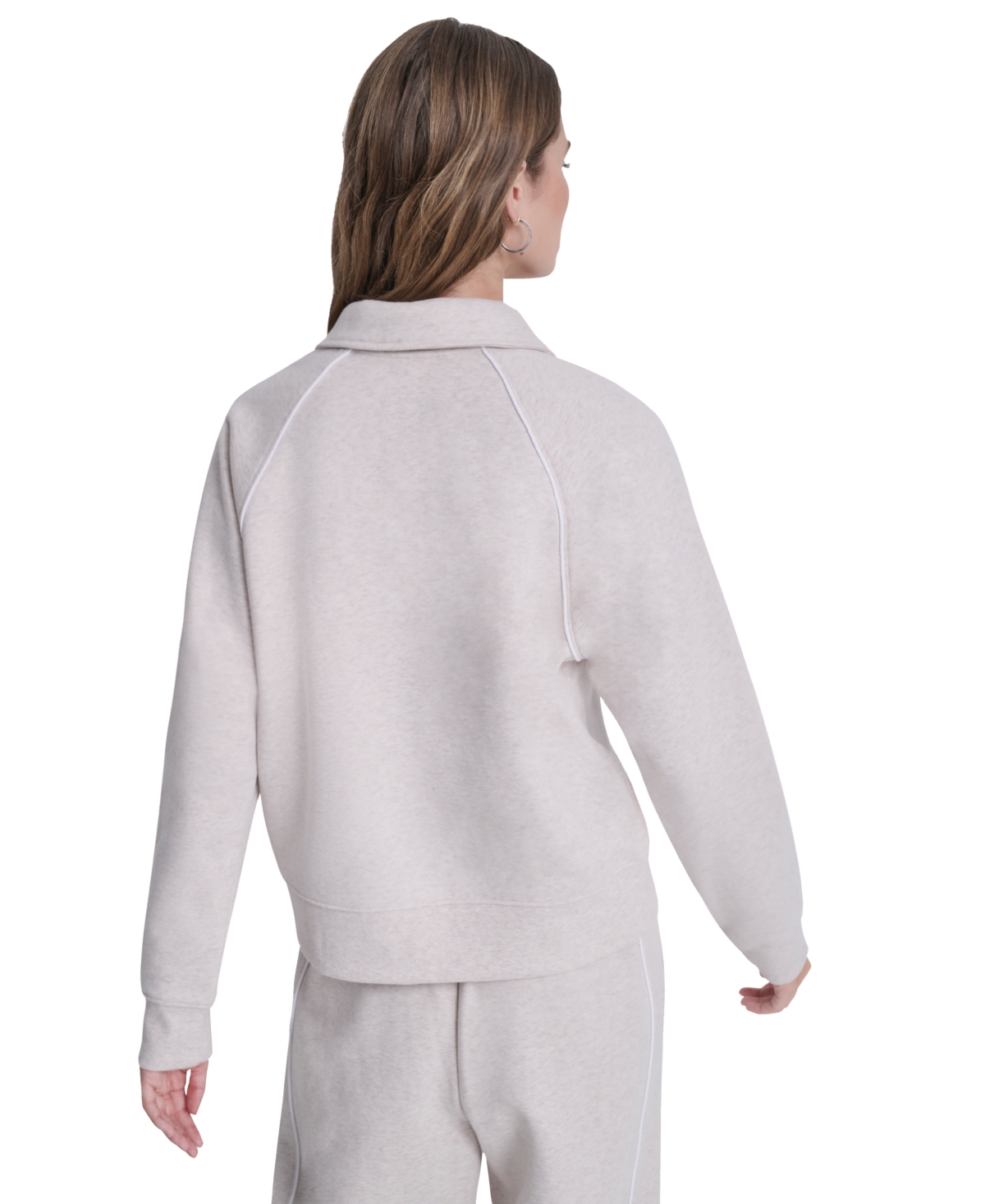 Dkny Sport Women's Hd Logo Piped Polo Sweatshirt