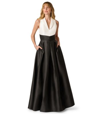 Women's Colorblock V-Neck Gown