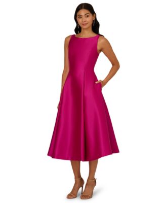 Women's Boat-Neck Fit & Flare Midi Dress
