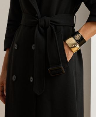 Women's Double Breasted Belted Crepe Trench Coat