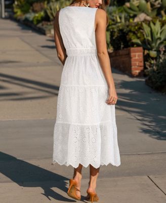 Women's Tropical Wind White Maxi Beach Dress