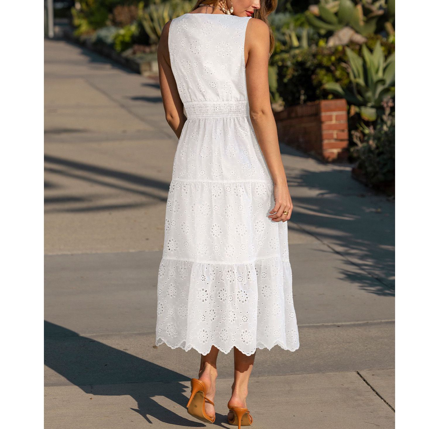 Women's Tropical Wind White Maxi Beach Dress