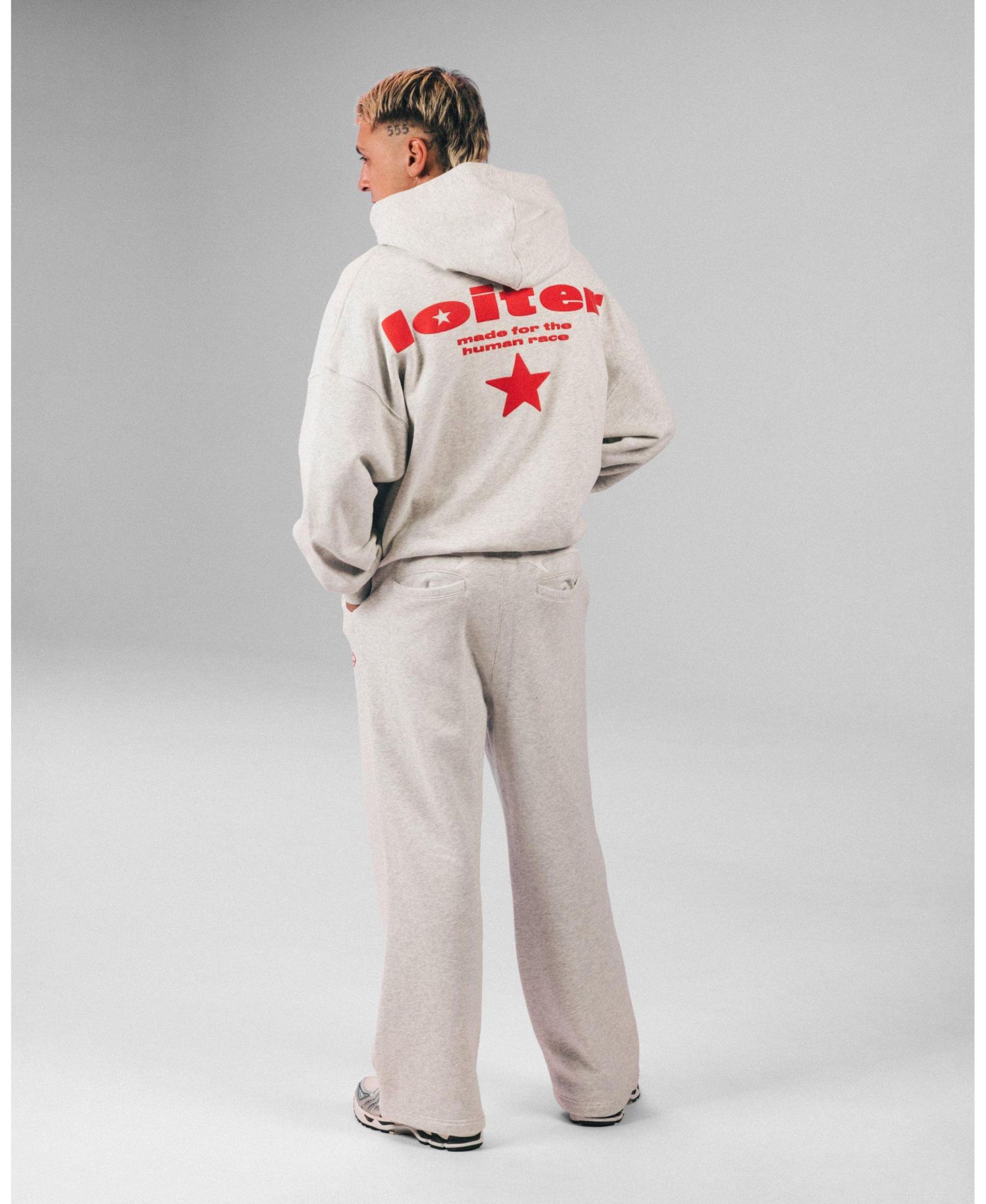 Men's Celestial Full Zip Hoodie Sweatshirt - Light Grey Marle L