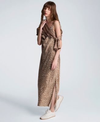 Women's Polka Dot Cowl Neck Slip Dress