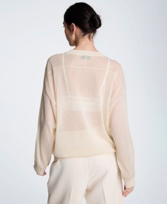 Women's Oversized Sheer Crewneck Sweater