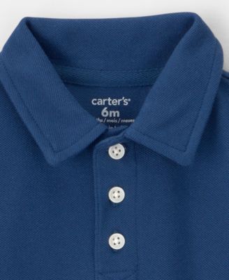 Baby Boys' Pique Polo Short-Sleeve Romper
